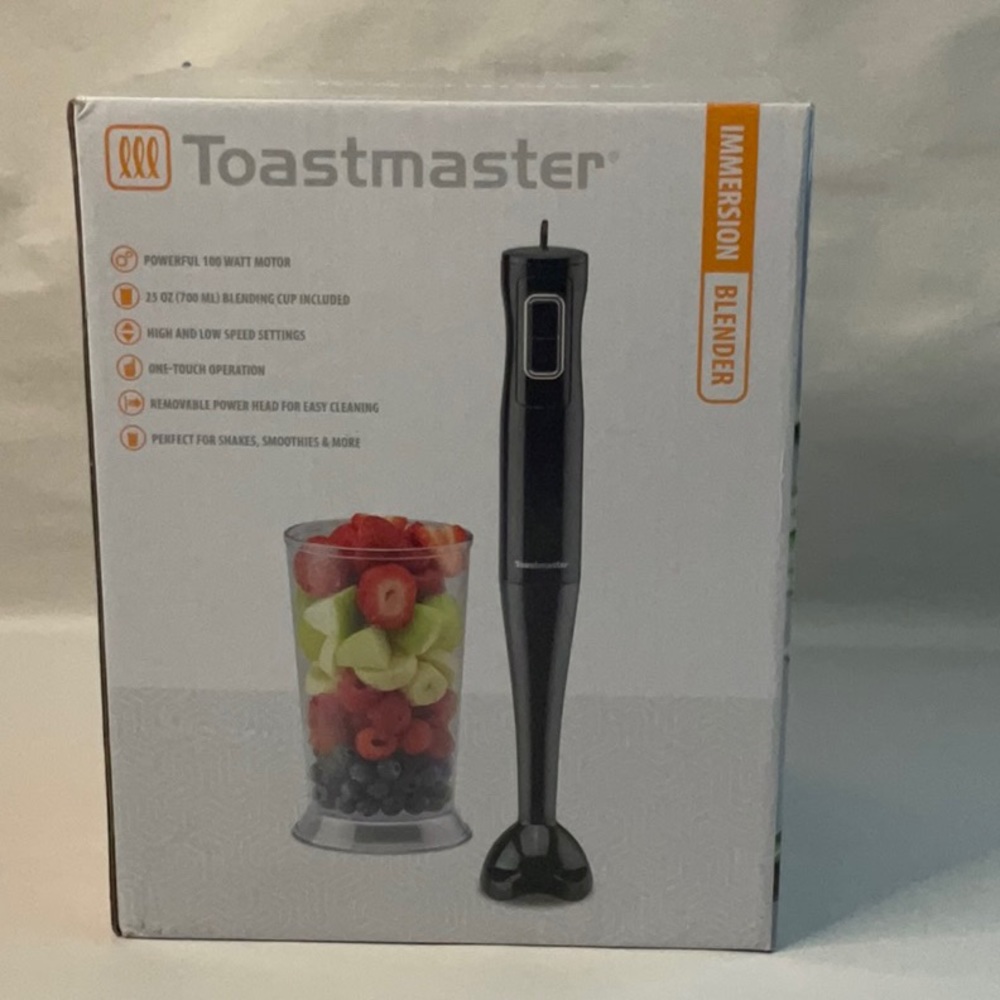 TOASTMASTER Immersion Blender 100 watt motor 25 Oz Blending cup touch op…